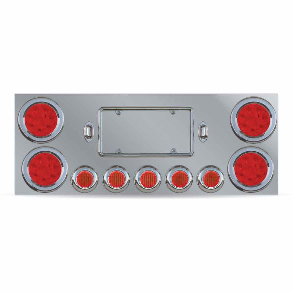 LED Rear Center Panel - 4" & 2.5" LEDs (Red Lens) | Stainless Steel