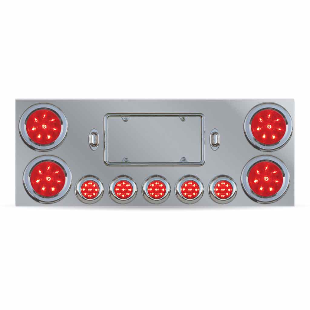 LED Rear Center Panel - 4" & 2.5" LEDs (Red Lens) | Stainless Steel - Thumbnail 3