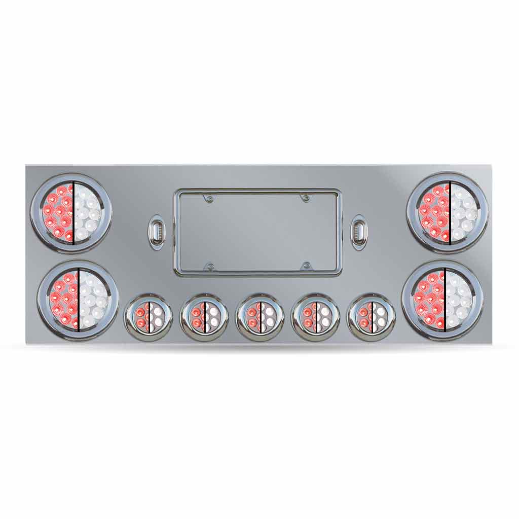 Dual LED Rear Center Panel - 4" & 2.5" Dual LEDs (Clear Lens) | Stainless Steel