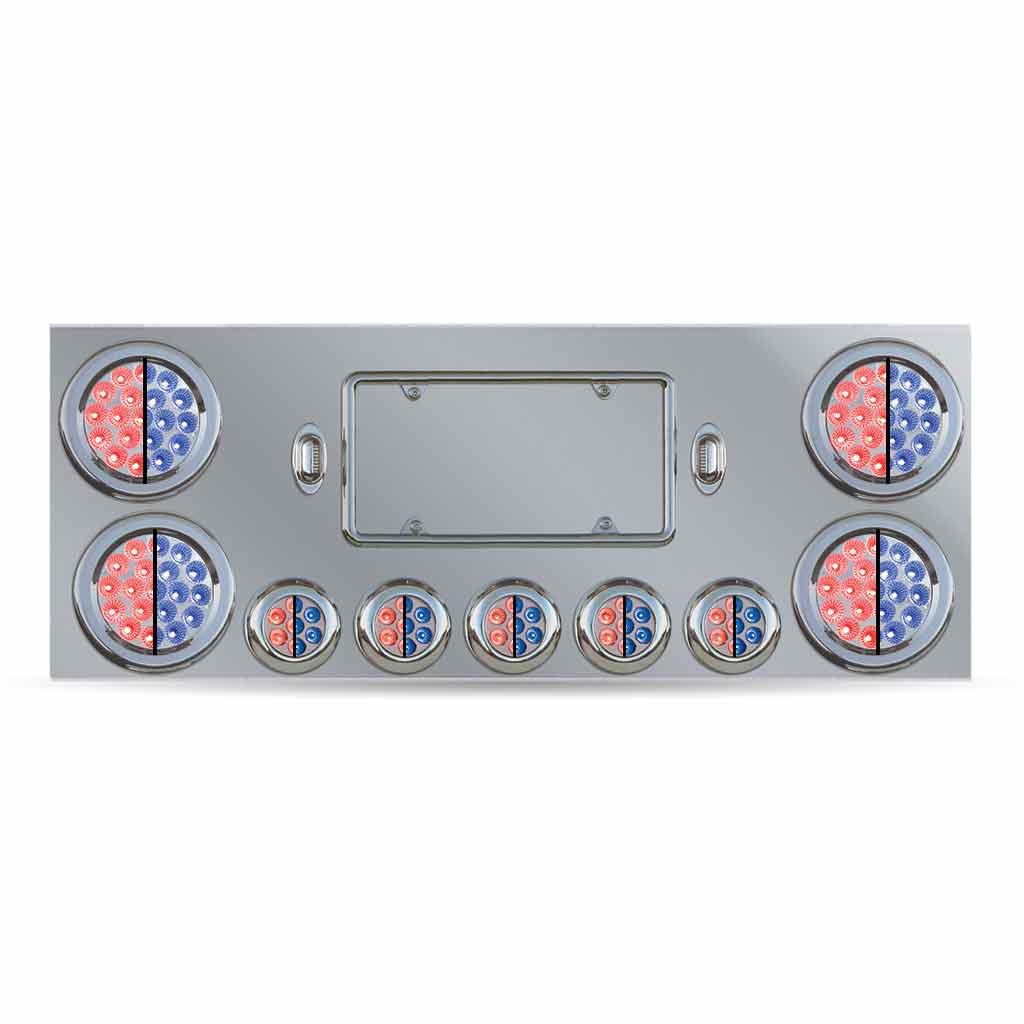 Dual LED Rear Center Panel - 4" & 2.5" Dual LEDs (Clear Lens) | Stainless Steel