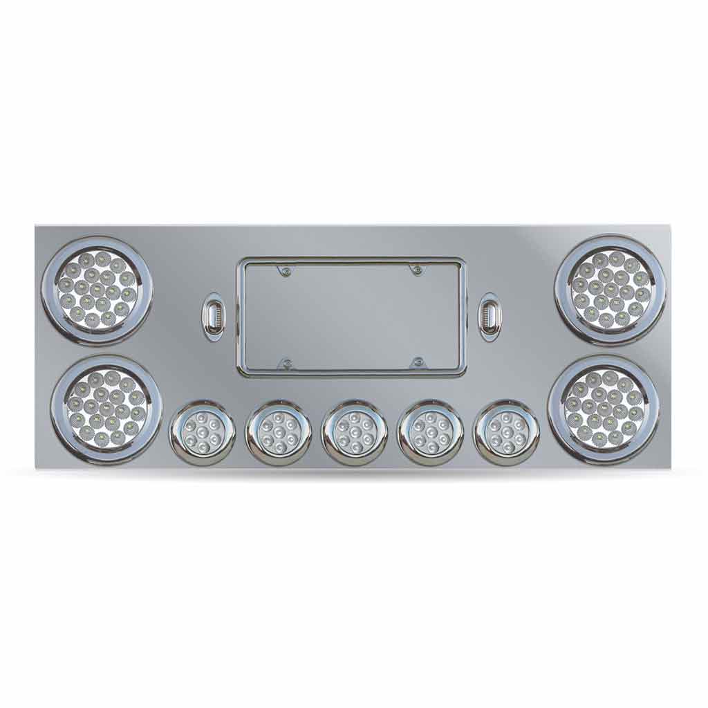 Dual LED Rear Center Panel - 4" & 2.5" Dual LEDs (Clear Lens) | Stainless Steel - Thumbnail 2