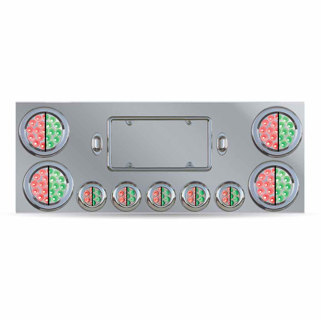 Dual LED Rear Center Panel - 4" & 2.5" Dual LEDs (Clear Lens) | Stainless Steel