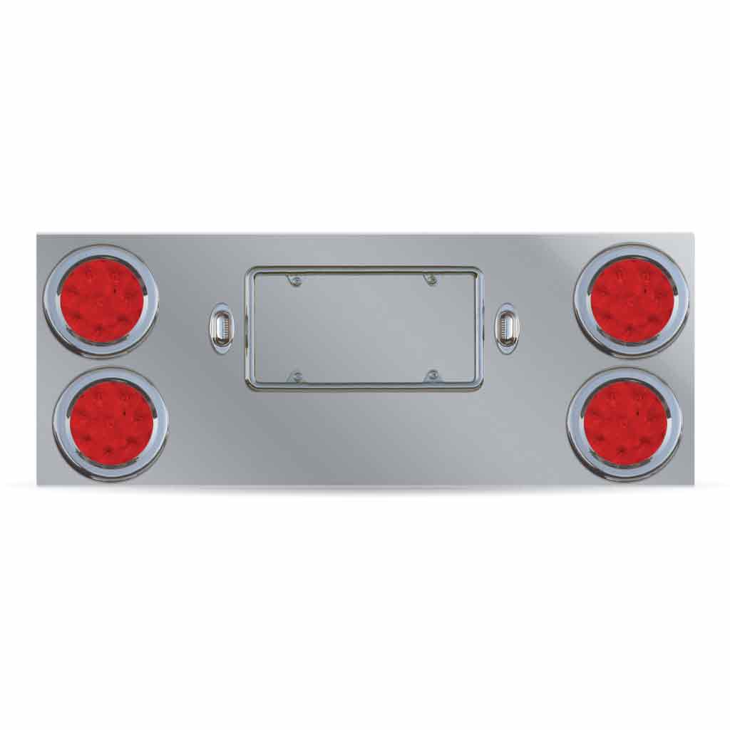 LED Rear Center Panel - 4" LEDs (Red Lens) | Stainless Steel