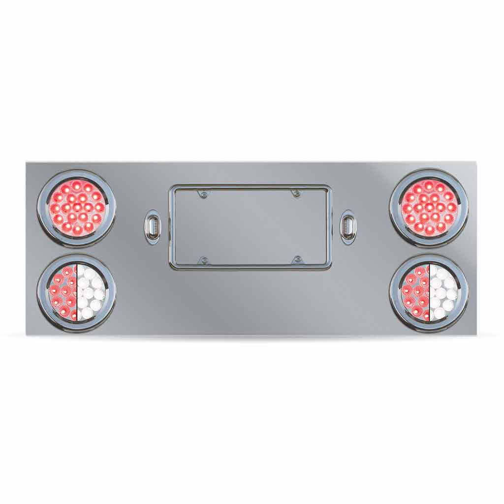 Dual LED Rear Center Panel - 4" Dual LEDs (Clear Lens) | Stainless Steel