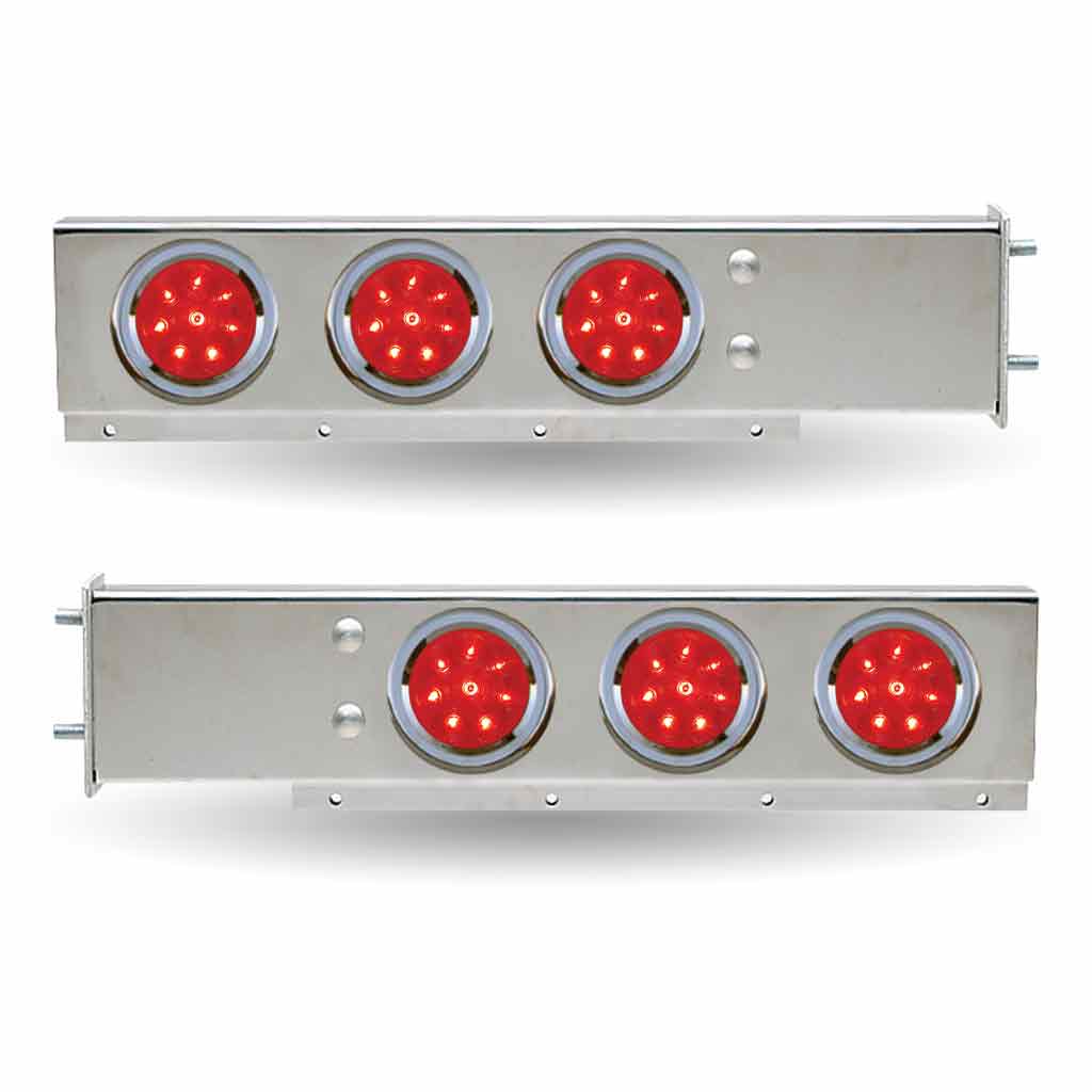30" LED Mud Flap Hangers - 3 3/4" Bolt Spacing | 4" LEDs (Red Lens) | Stainless Steel - Thumbnail 2
