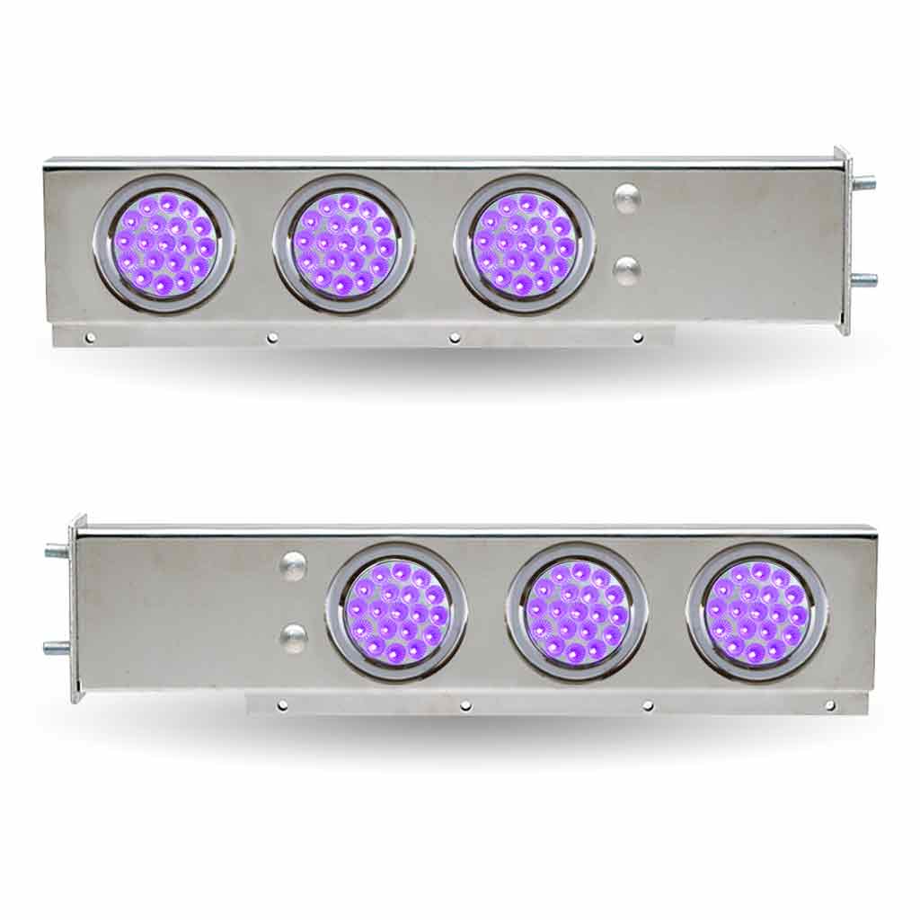 30" Dual LED Mud Flap Hangers - 3 3/4" Bolt Spacing | 4" Dual LEDs (Clear Lens) | Stainless Steel - Thumbnail 4