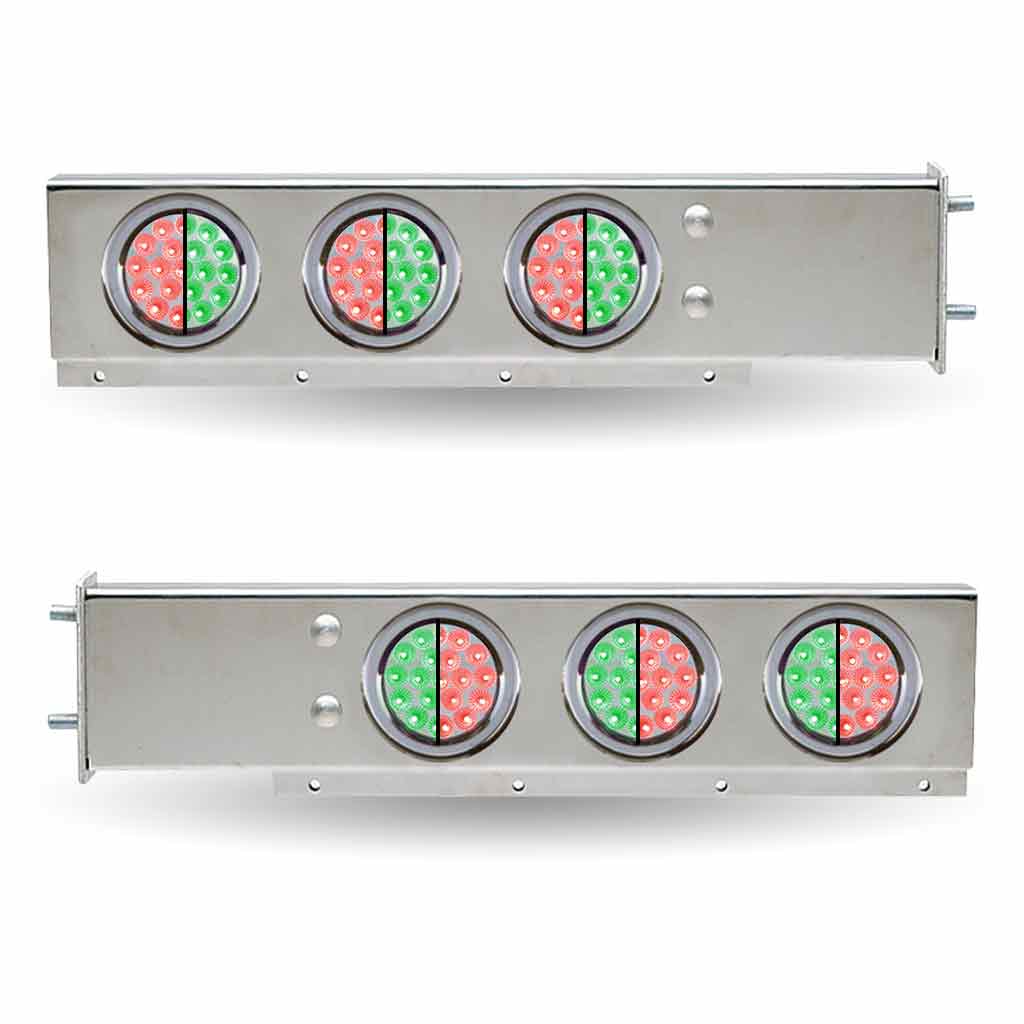 30" Dual LED Mud Flap Hangers - 3 3/4" Bolt Spacing | 4" Dual LEDs (Clear Lens) | Stainless Steel