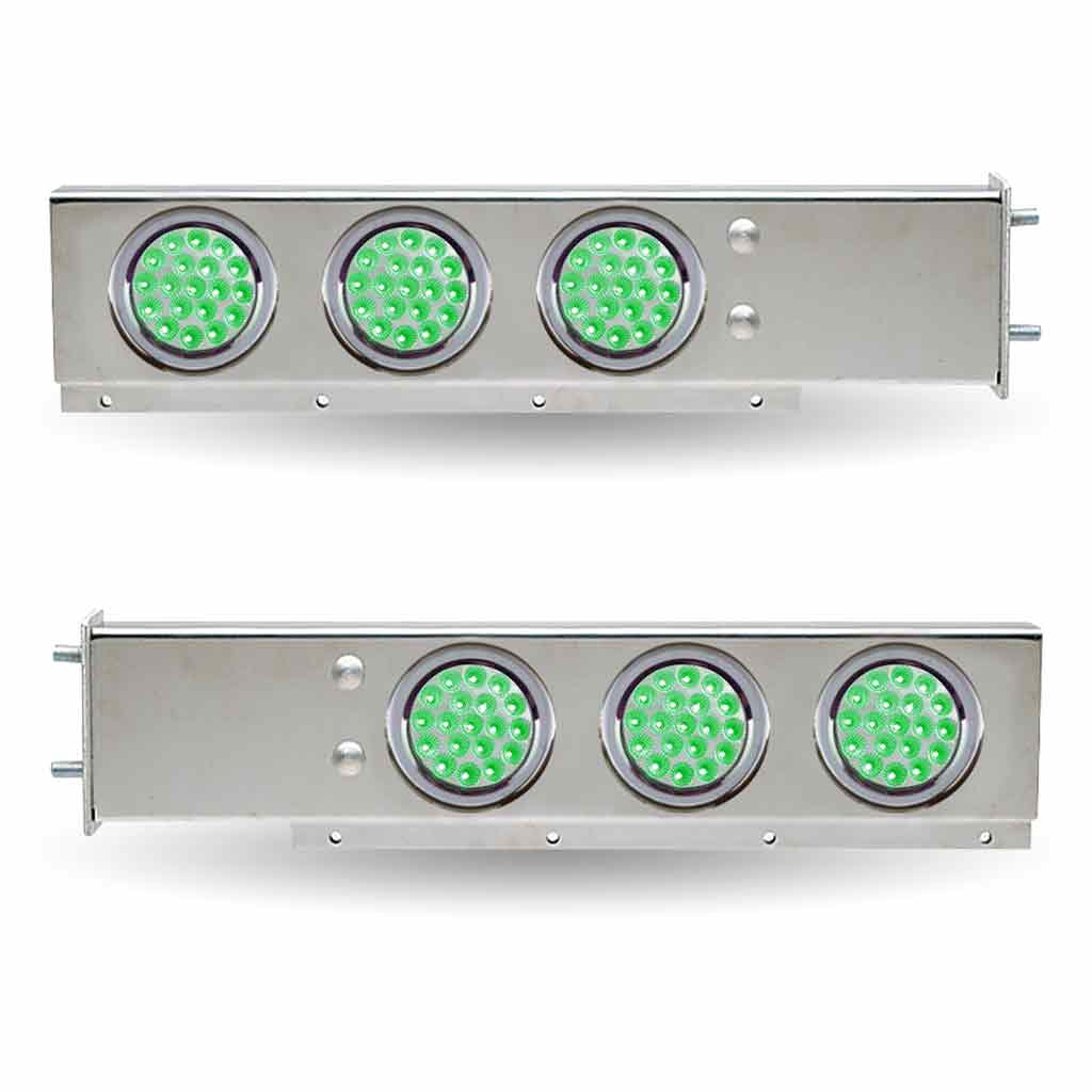 30" Dual LED Mud Flap Hangers - 3 3/4" Bolt Spacing | 4" Dual LEDs (Clear Lens) | Stainless Steel - Thumbnail 4