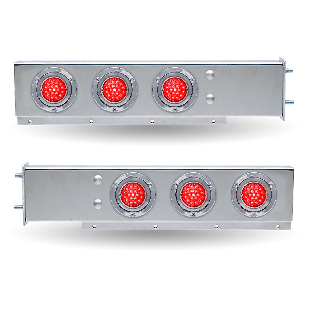 30″ LED Mud Flap Hangers – 3 3/4″ Bolt Spacing | Star-Burst Watermelon LEDs (Red Lens)