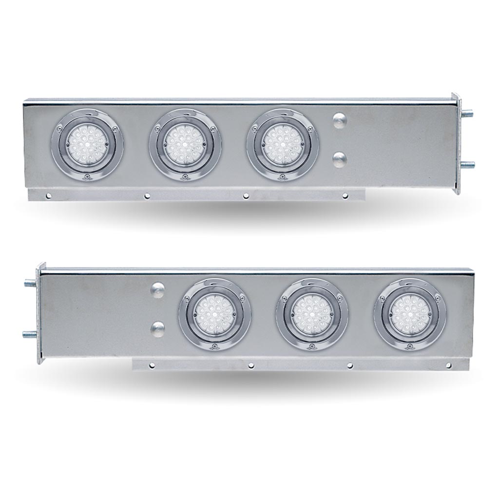 30″ Dual LED Mud Flap Hangers – 3 3/4″ Bolt Spacing | Star-Burst Watermelon LEDs (Clear Lens) - Thumbnail 4