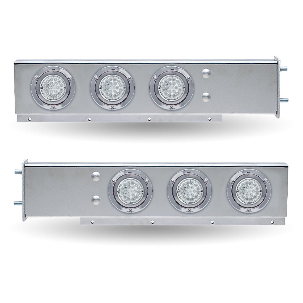 30″ Dual LED Mud Flap Hangers – 3 3/4″ Bolt Spacing | Star-Burst Watermelon LEDs (Clear Lens)