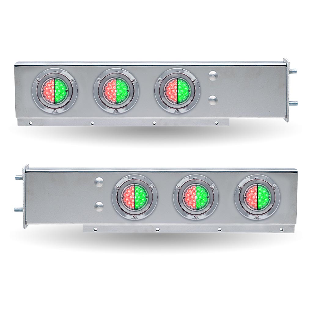 30″ Dual LED Mud Flap Hangers – 3 3/4″ Bolt Spacing | Star-Burst Watermelon LEDs (Clear Lens)