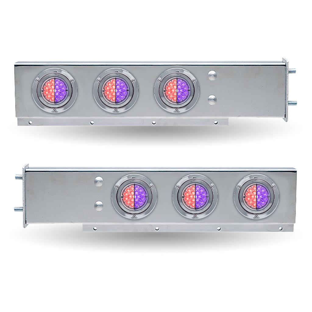 30″ Dual LED Mud Flap Hangers – 3 3/4″ Bolt Spacing | Star-Burst Watermelon LEDs (Clear Lens) - Thumbnail 2