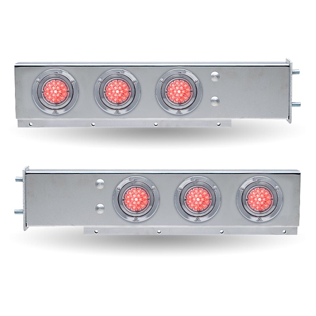 30″ Dual LED Mud Flap Hangers – 3 3/4″ Bolt Spacing | Star-Burst Watermelon LEDs (Clear Lens) - Thumbnail 4