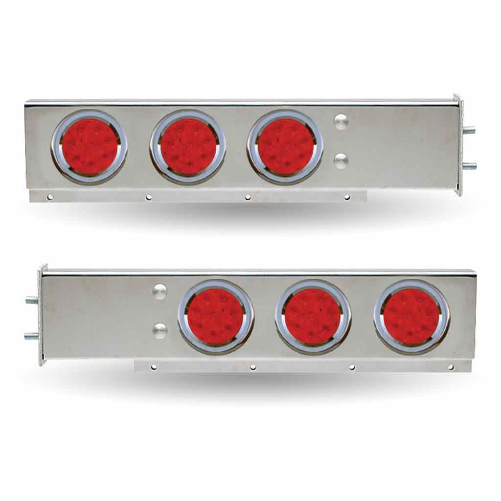 30" LED Mud Flap Hangers - 2 1/2" Bolt Spacing | 4" LEDs (Red Lens) | Stainless Steel - Thumbnail 2