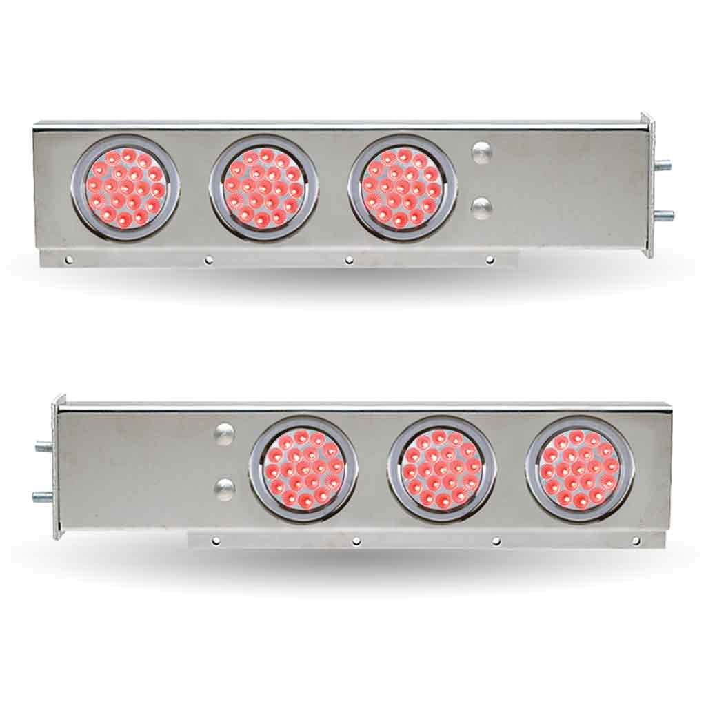 30" Dual LED Mud Flap Hangers - 2 1/2" Bolt Spacing | 4" Dual LEDs (Clear Lens) | Stainless Steel - Thumbnail 2