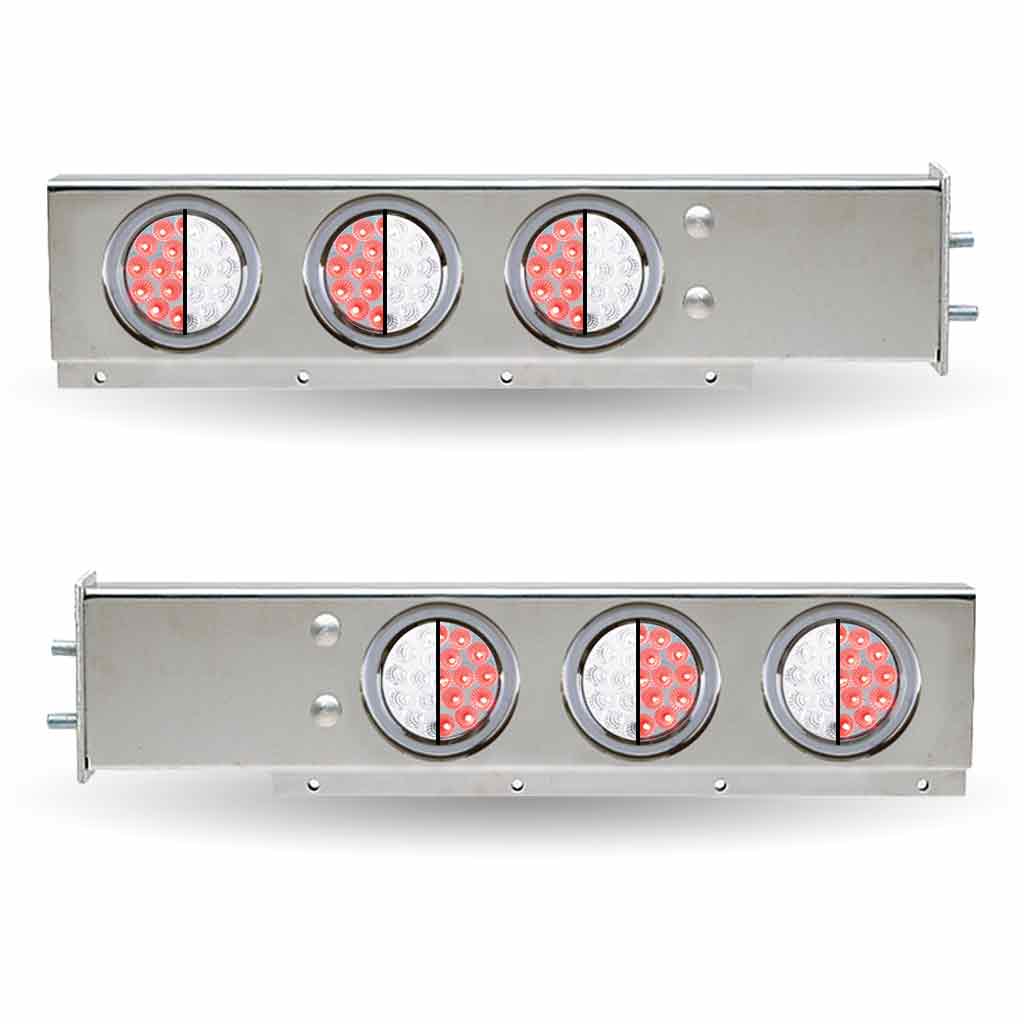 30" Dual LED Mud Flap Hangers - 2 1/2" Bolt Spacing | 4" Dual LEDs (Clear Lens) | Stainless Steel - Thumbnail 5