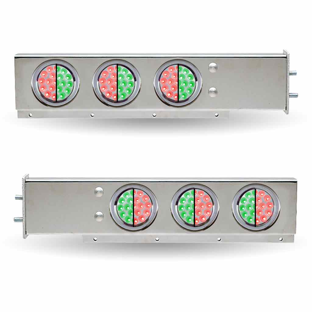 30" Dual LED Mud Flap Hangers - 2 1/2" Bolt Spacing | 4" Dual LEDs (Clear Lens) | Stainless Steel - Thumbnail 5