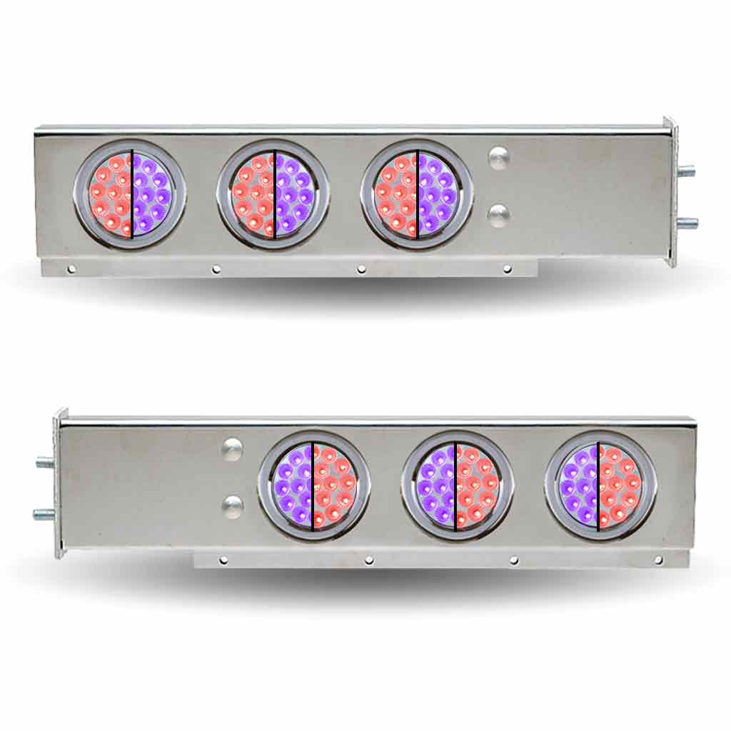 30" Dual LED Mud Flap Hangers - 2 1/2" Bolt Spacing | 4" Dual LEDs (Clear Lens) | Stainless Steel