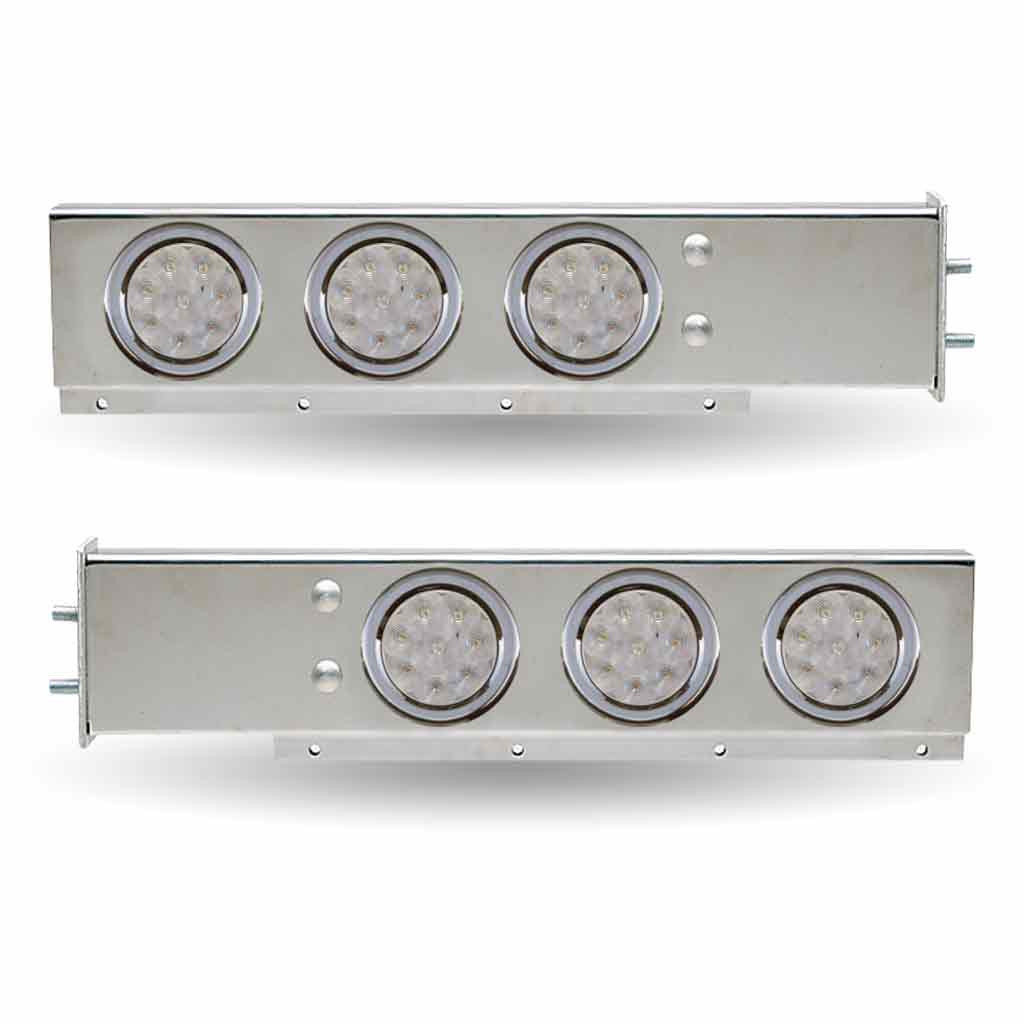 30" LED Mud Flap Hangers - 2 1/2" Bolt Spacing | 4" LEDs (Clear Lens) | Stainless Steel - Thumbnail 3