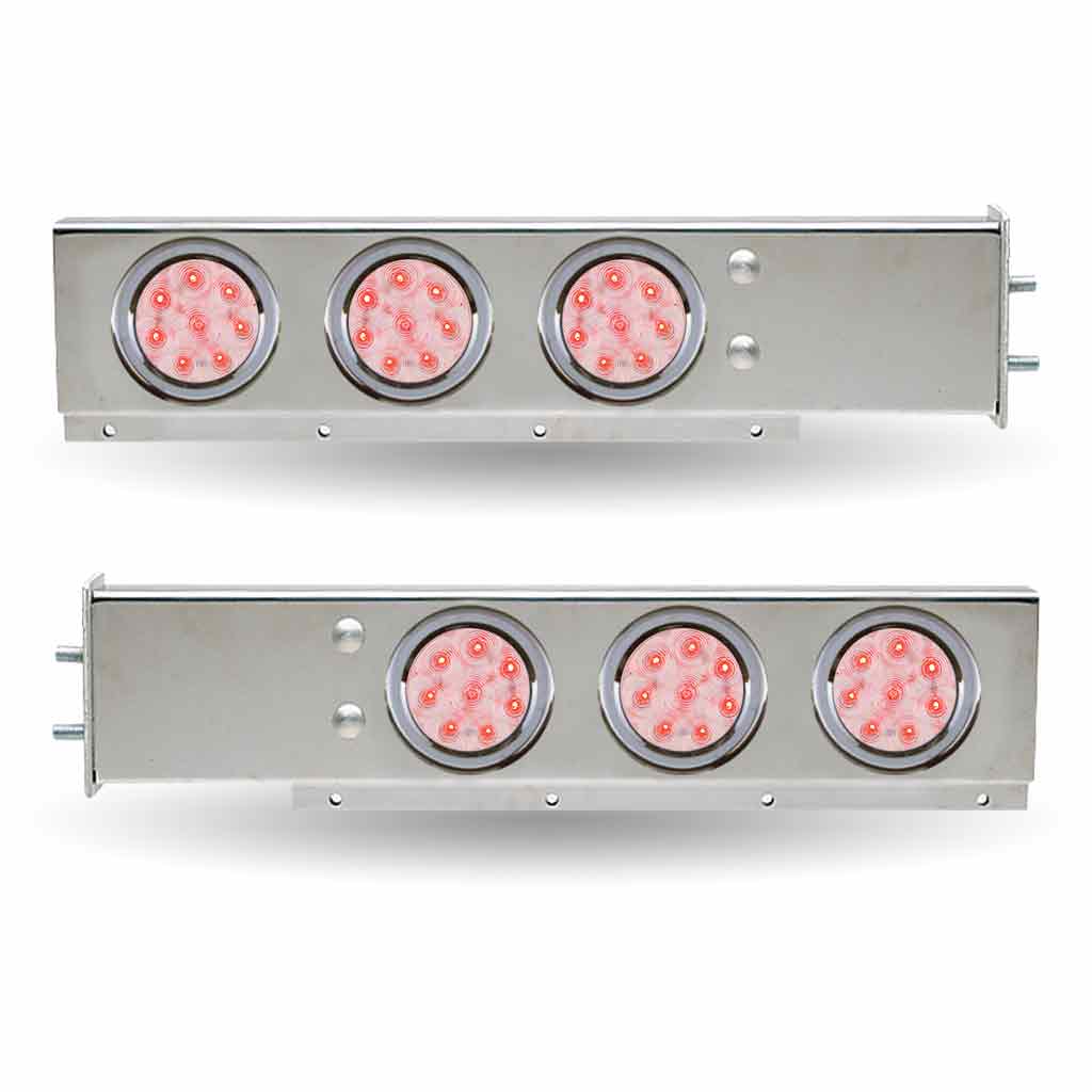 30" LED Mud Flap Hangers - 2 1/2" Bolt Spacing | 4" LEDs (Clear Lens) | Stainless Steel - Thumbnail 4