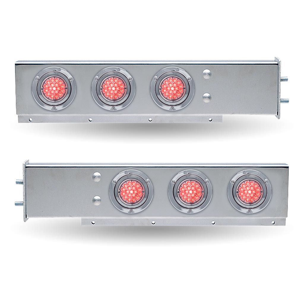 30″ Dual LED Mud Flap Hangers – 2 1/2″ Bolt Spacing | Star-Burst Watermelon LEDs (Clear Lens)