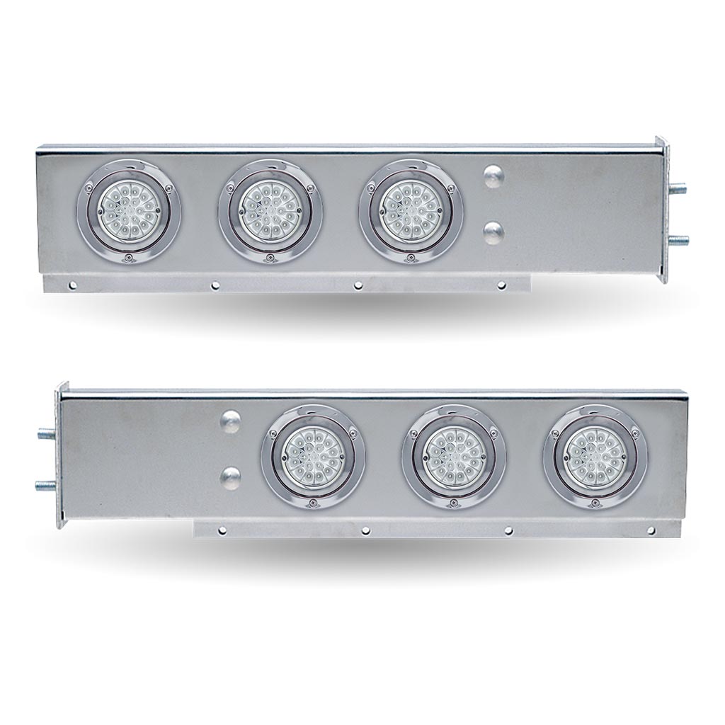 30″ Dual LED Mud Flap Hangers – 2 1/2″ Bolt Spacing | Star-Burst Watermelon LEDs (Clear Lens) - Thumbnail 3