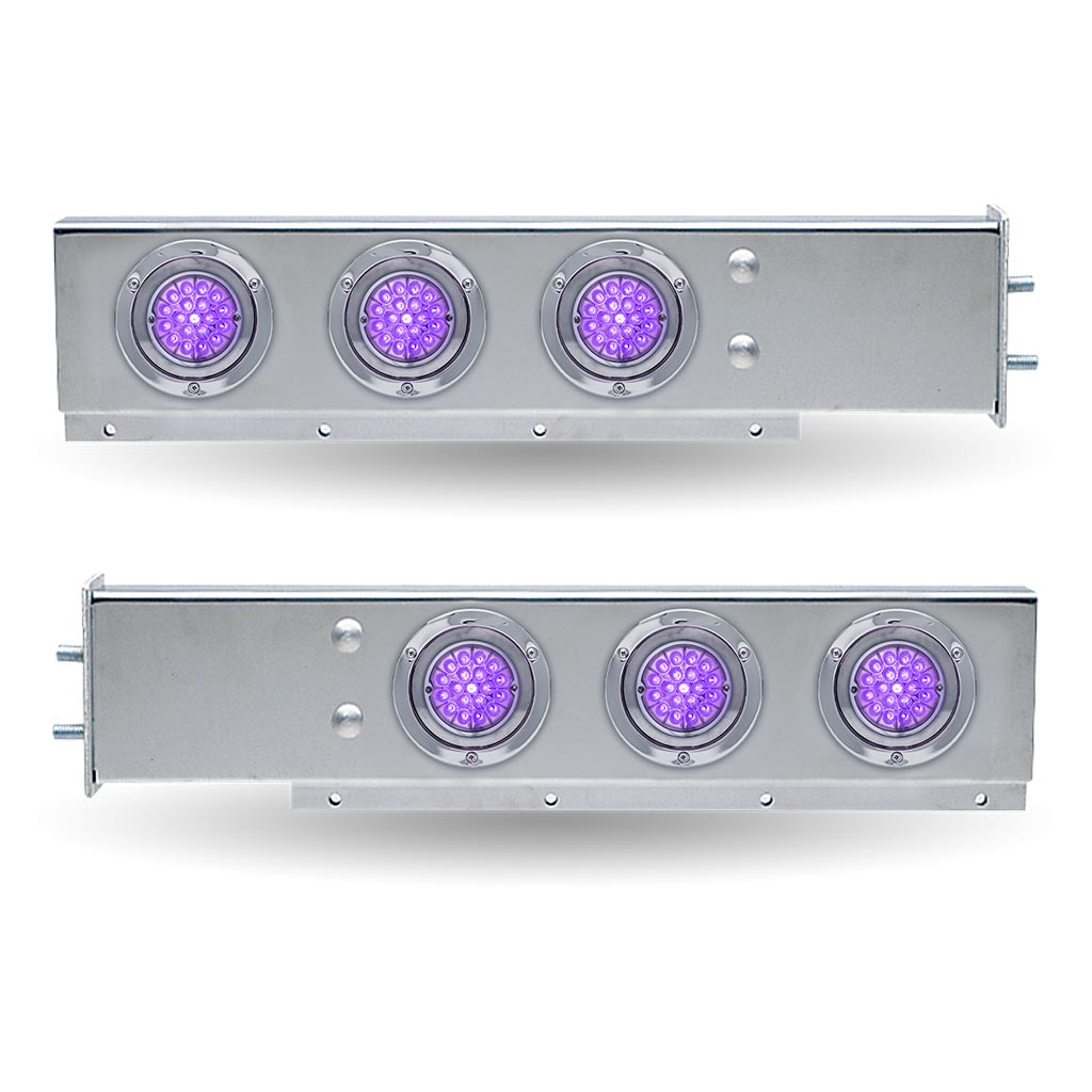 30″ Dual LED Mud Flap Hangers – 2 1/2″ Bolt Spacing | Star-Burst Watermelon LEDs (Clear Lens) - Thumbnail 4