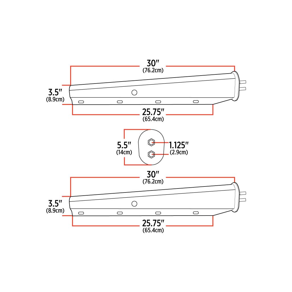 30" Mud Flap Hangers - 1 1/8" Bolt Spacing | Stainless Steel - Thumbnail 3