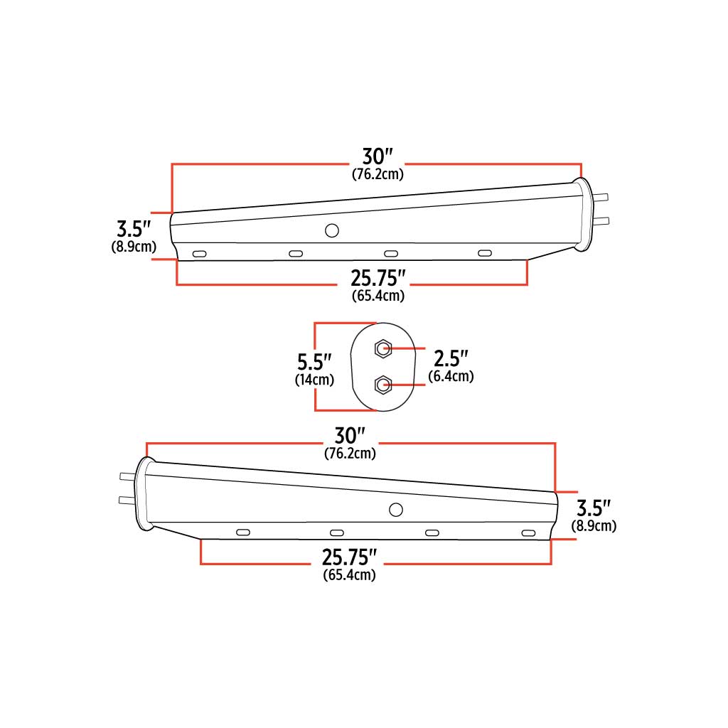 30" Mud Flap Hangers - 2 1/2" Bolt Spacing | Painted Steel - Thumbnail 3