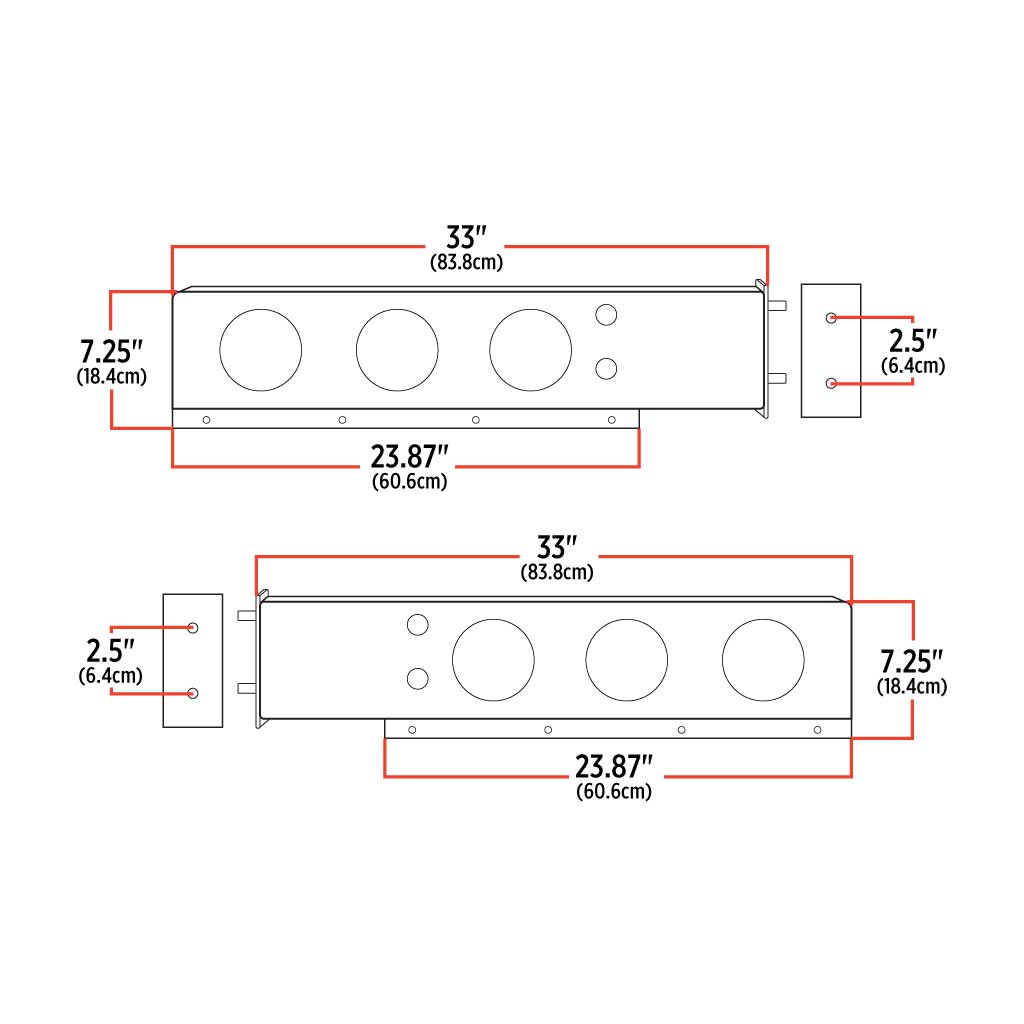 33" Mud Flap Hangers - 2 1/2" Bolt Spacing - 6 x 4" Holes | Stainless Steel