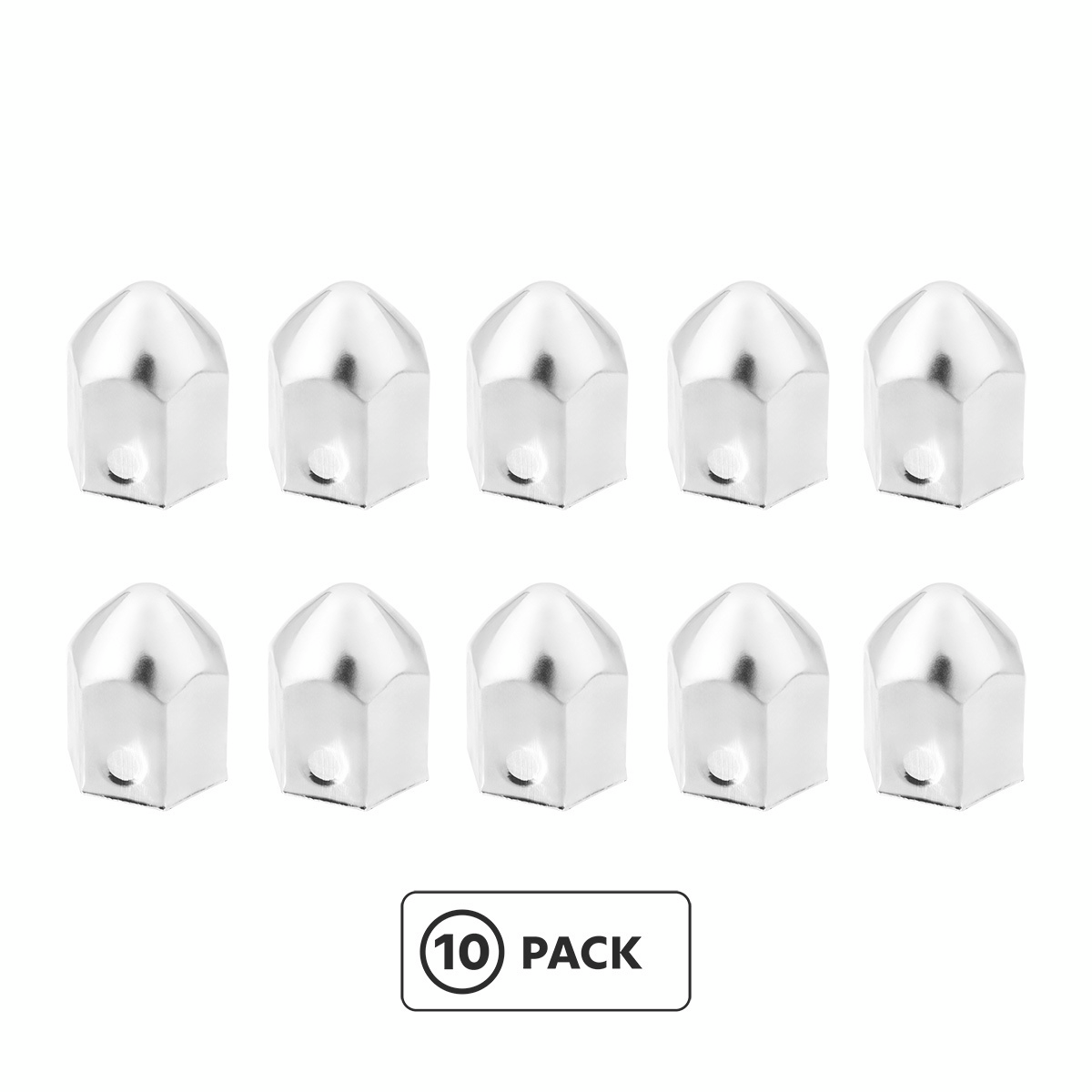 1-1/2" x 2-1/4" Chrome Steel Pointed Nut Covers (10-Pack) - Thumbnail 7