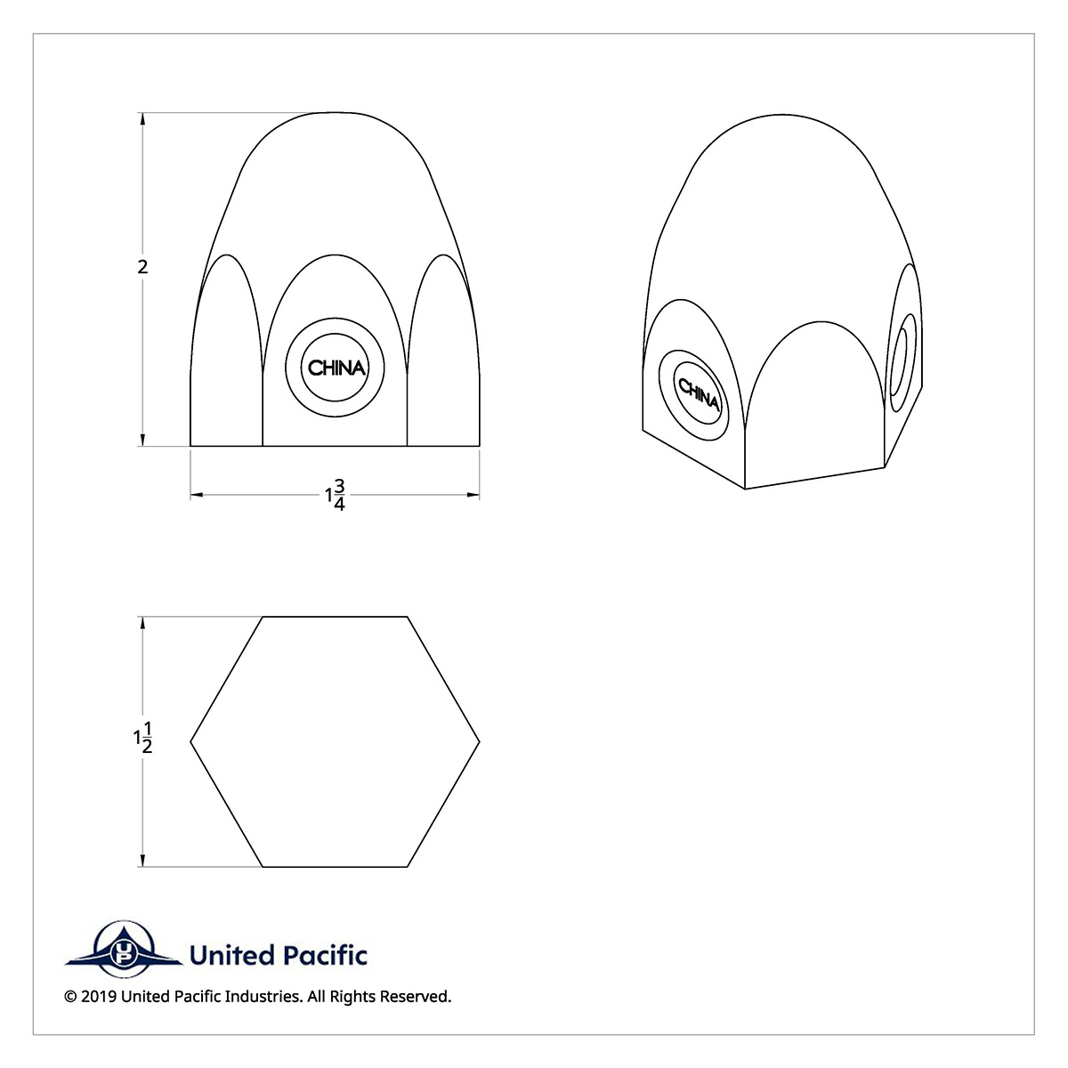 1-1/2" X 2" Chrome Steel Bullet Nut Cover - Thumbnail 5