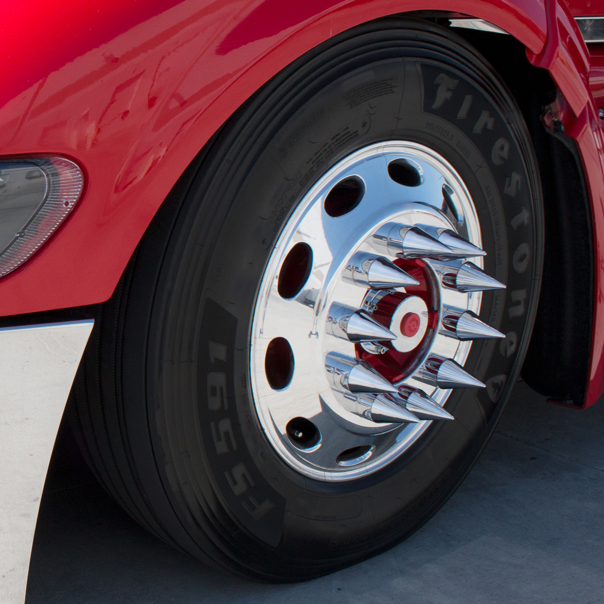 33mm X 4-1/8" Chrome Plastic Spike Nut Covers - Thread-On (60-Pack) - Thumbnail 4