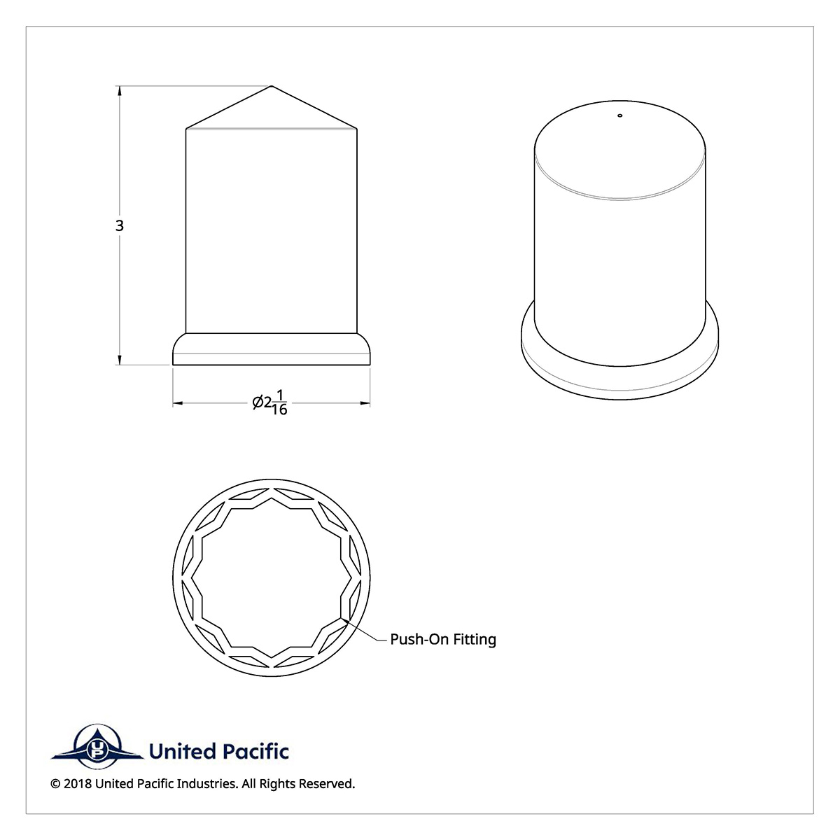 1-1/2" X 3" Chrome Plastic Pointed Nut Covers - Push-On (20-Pack) - Thumbnail 5