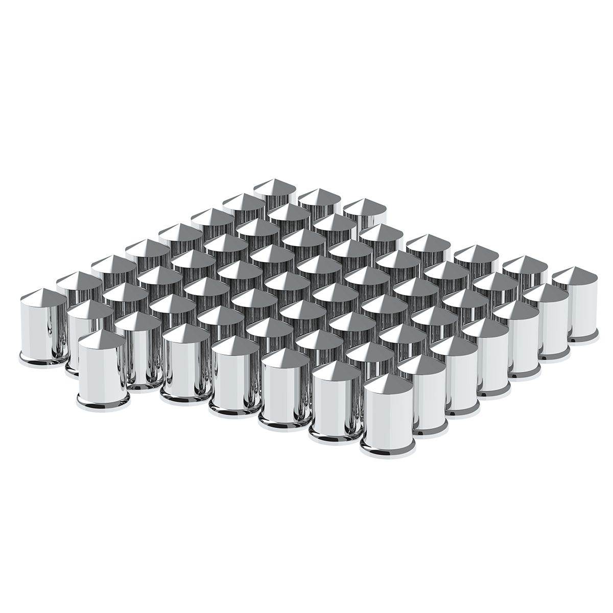 1-1/2" X 3" Chrome Plastic Pointed Nut Covers - Push-On (Color Box of 60)