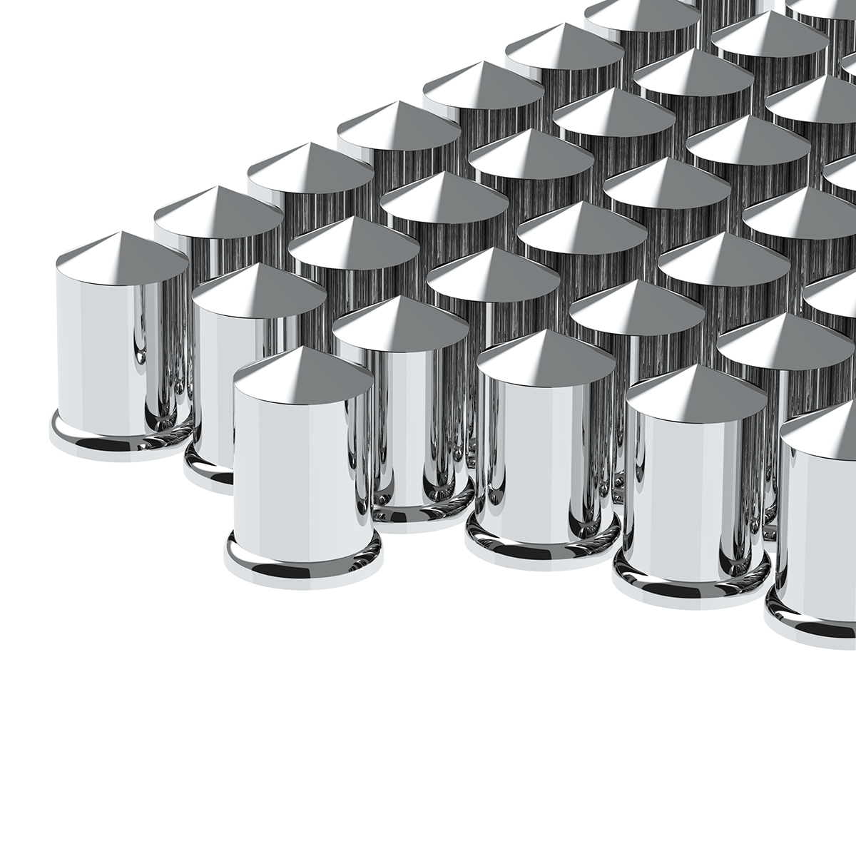 1-1/2" X 3" Chrome Plastic Pointed Nut Covers - Push-On (Color Box of 60) - Thumbnail 3