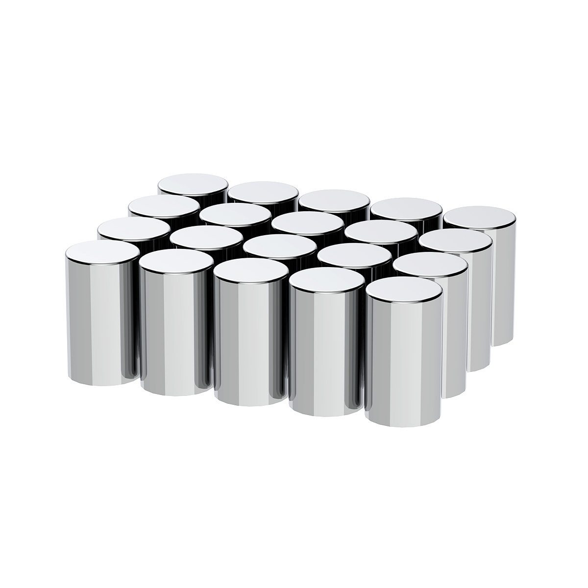 33mm x 3-1/2" Chrome Plastic Cylinder Nut Covers - Thread-On (Color Box of 10) - Thumbnail 8