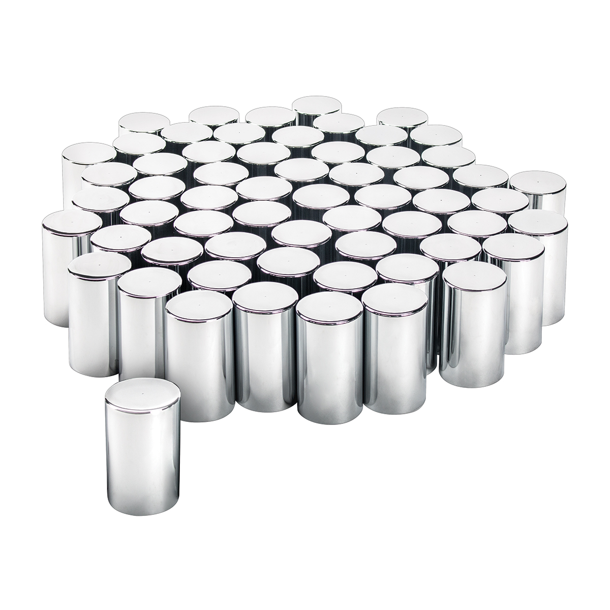33mm x 3-1/2" Chrome Plastic Cylinder Nut Covers - Thread-On (Color Box of 60) - Thumbnail 2