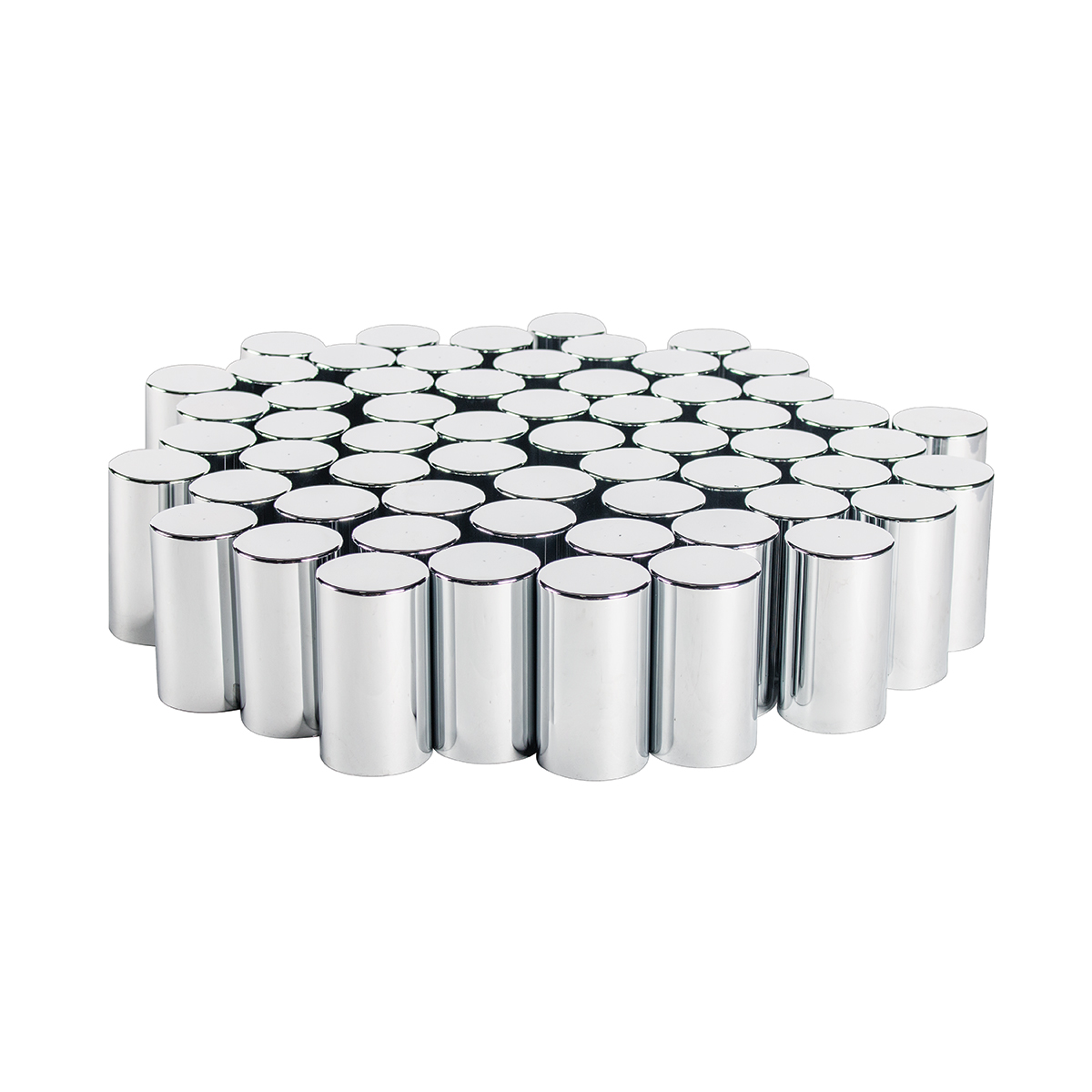 33mm x 3-1/2" Chrome Plastic Cylinder Nut Covers - Thread-On (Color Box of 60) - Thumbnail 3