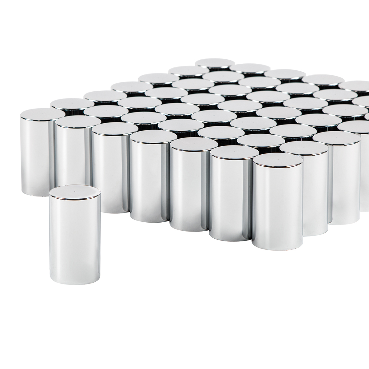 33mm x 3-1/2" Chrome Plastic Cylinder Nut Covers - Thread-On (Color Box of 60) - Thumbnail 7