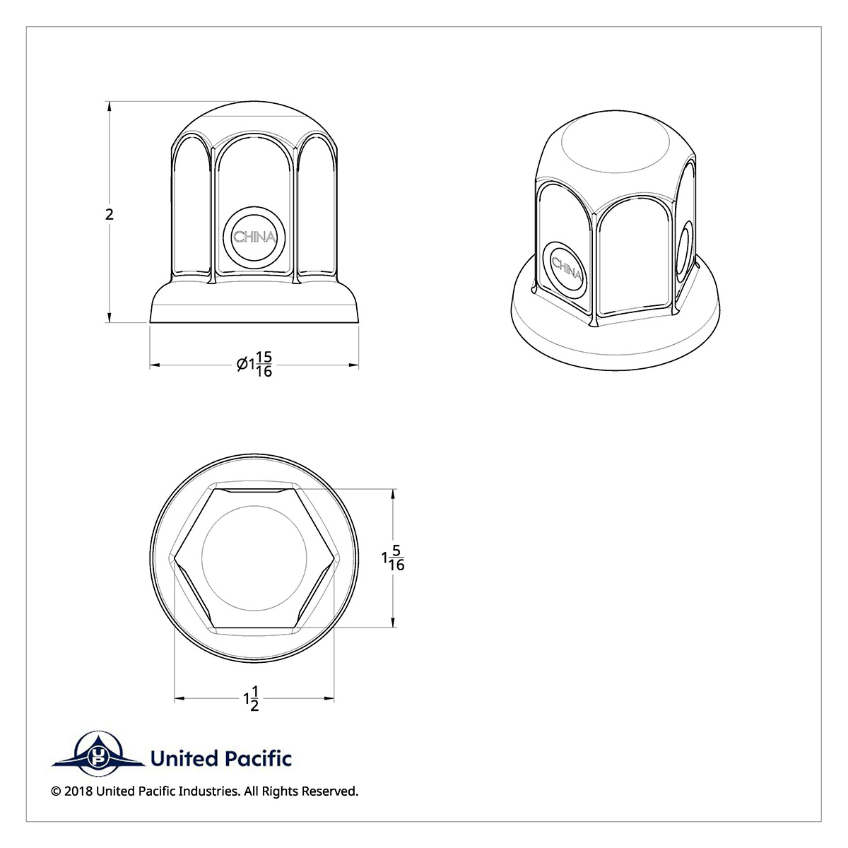 33mm X 2" Chrome Steel Standard Nut Cover With Flange - Thumbnail 7