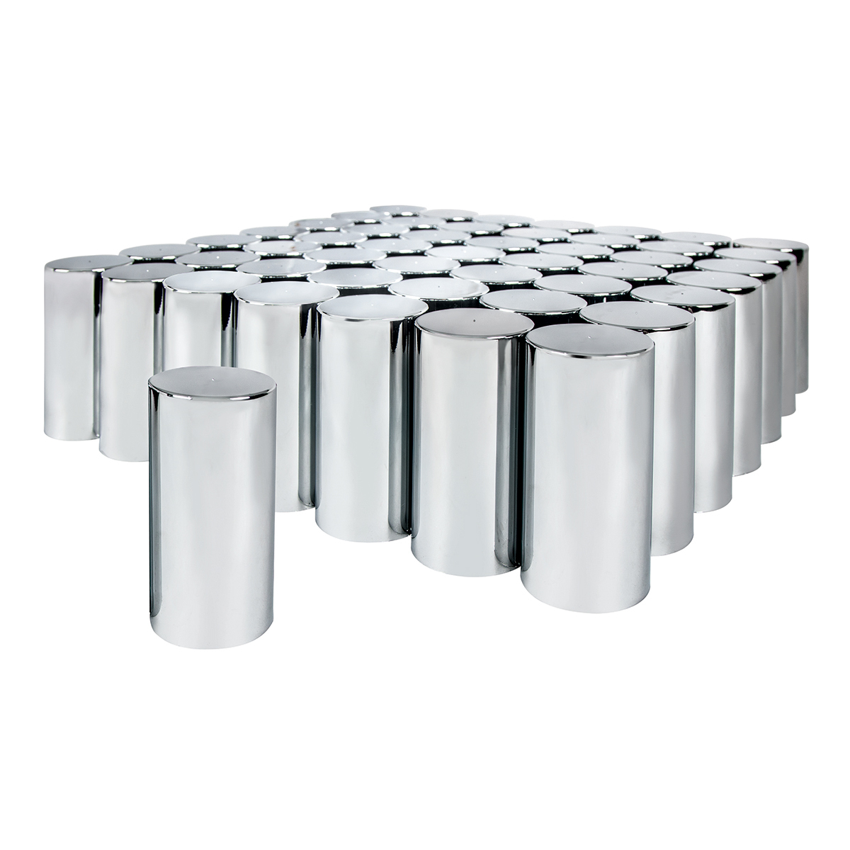 33mm X 4-1/4" Chrome Plastic Tall Cylinder Nut Covers - Thread-On (60-Pack) - Thumbnail 9