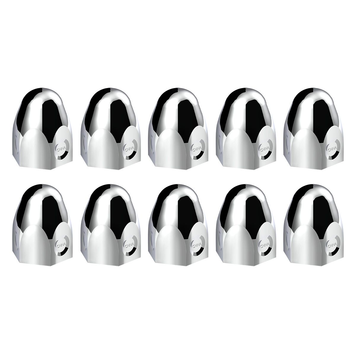 1-1/2" x 2" Chrome Steel Bullet Nut Covers (10-Pack)