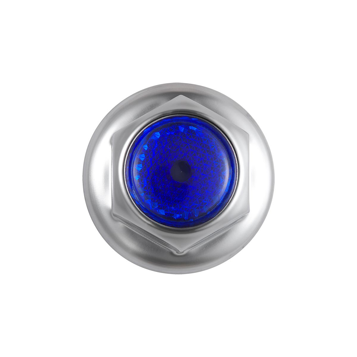 33mm X 2" Chrome Steel Reflector Nut Cover With Flange - Blue (50 Pcs) - Thumbnail 2