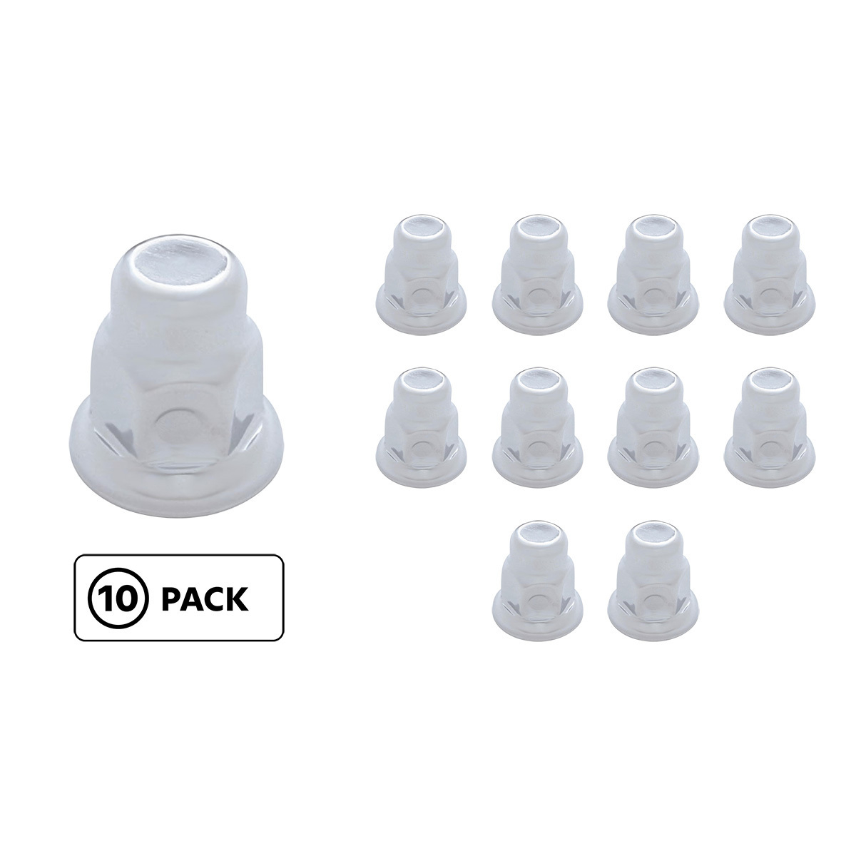 32mm x 2" Chrome Steel Tall Nut Covers With Flange (10-Pack) - Thumbnail 5