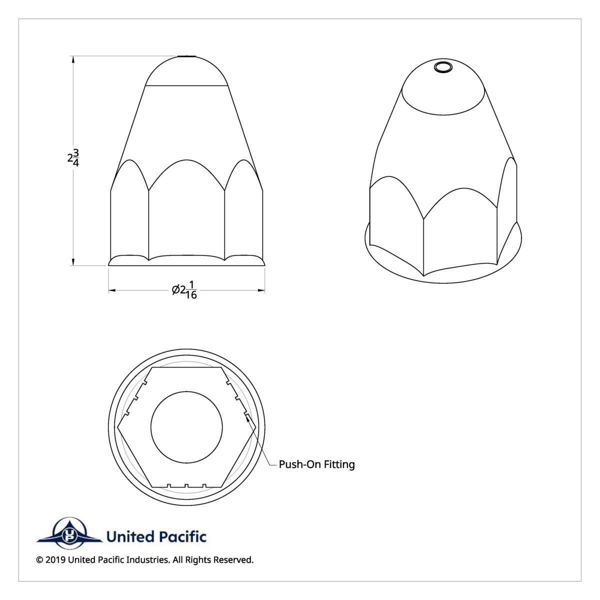 1-1/2" X 2-3/4" Chrome Plastic Bullet Nut Cover - Push-On (Bulk) - Thumbnail 4