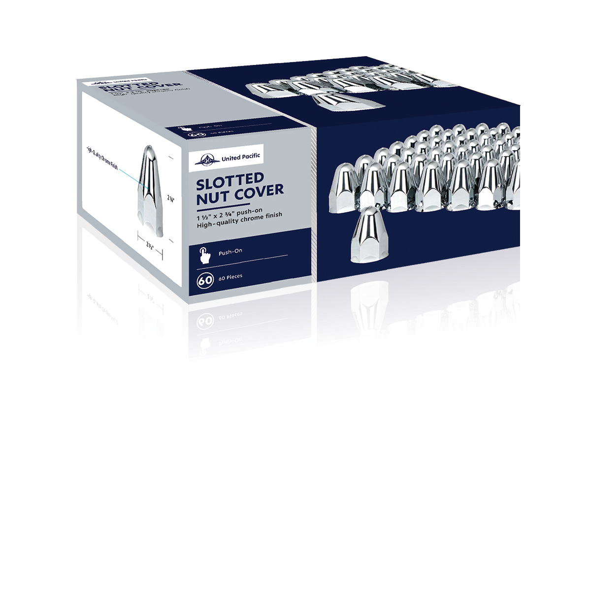 1-1/2" X 2-3/4" Chrome Plastic Bullet Nut Covers - Push-On (60-Pack) - Thumbnail 5