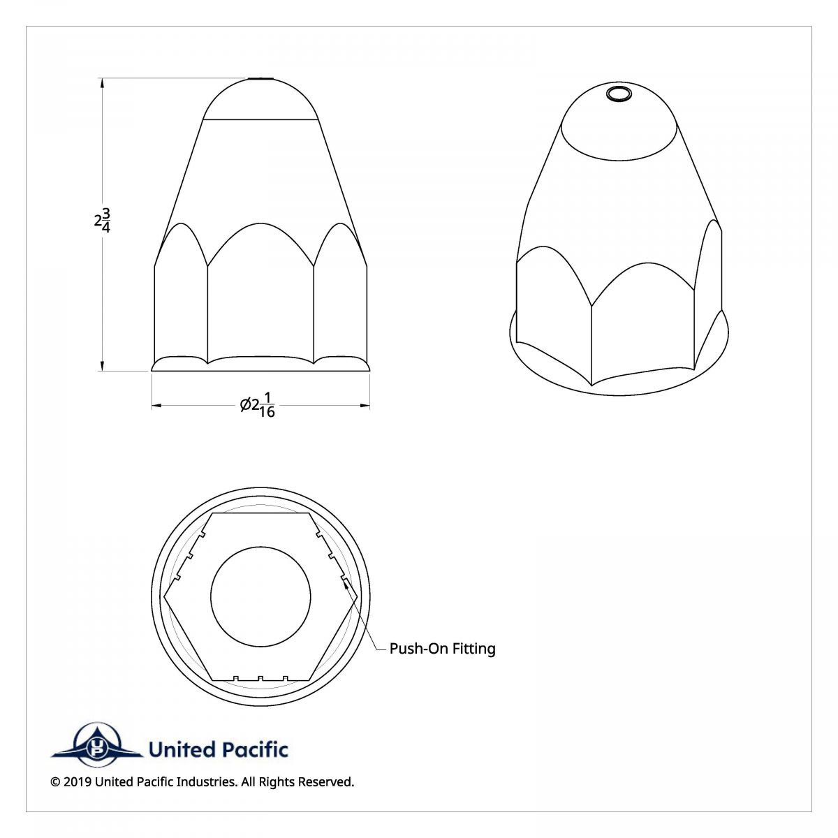 1-1/2" X 2-3/4" Chrome Plastic Bullet Nut Covers - Push-On (60-Pack) - Thumbnail 6