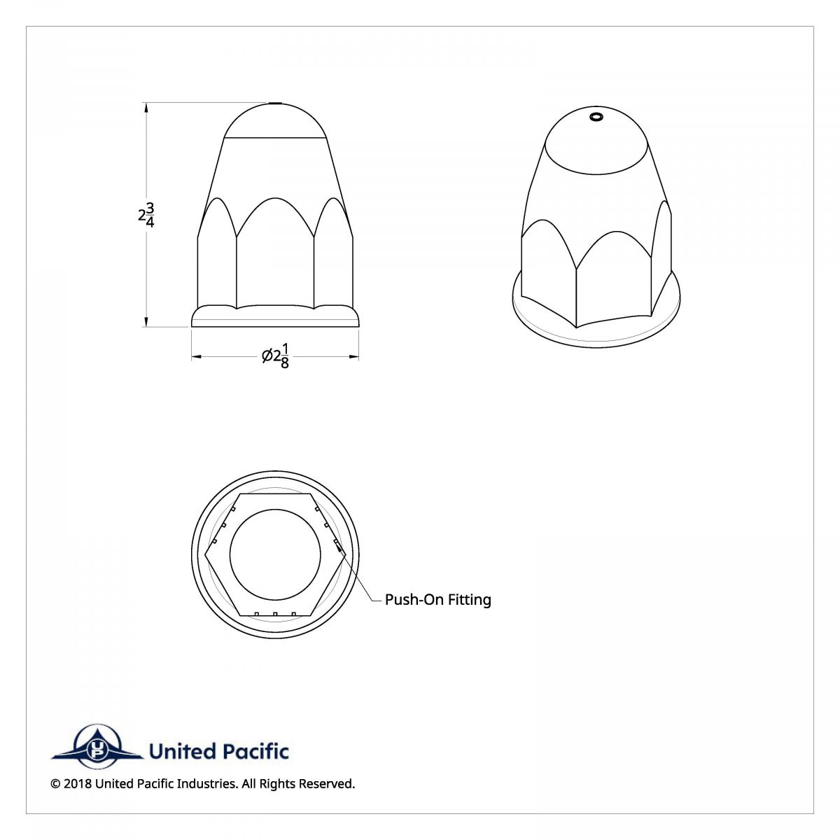 1-1/2" X 2-3/4" Chrome Plastic Slotted Bullet Nut Cover With Flange - Push-On (Bulk) - Thumbnail 7